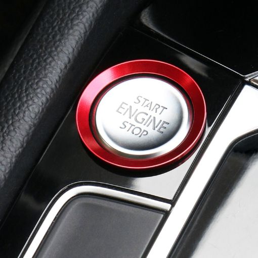 Volkswagen Car Engine Start Key Push Button Ring Trim Sticker (Red) - 1