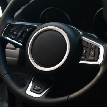 Jaguar Car Steering Wheel Aluminum Ring Cover - Silver - 1