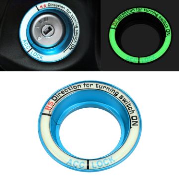 Ford Fluorescent Aluminum Alloy Ignition Key Ring - Sky Blue - 1