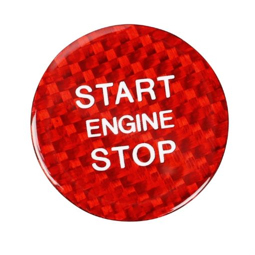 Red Carbon Fiber Engine Start Button Trim for Audi A3 - 1