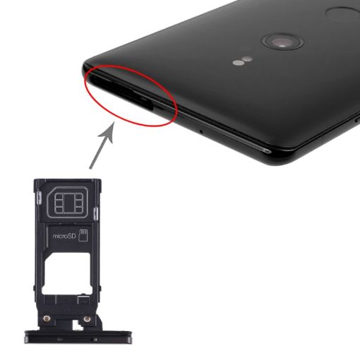 Sony Xperia XZ3 SIM Card Tray + Micro SD Card Tray - Black - 1
