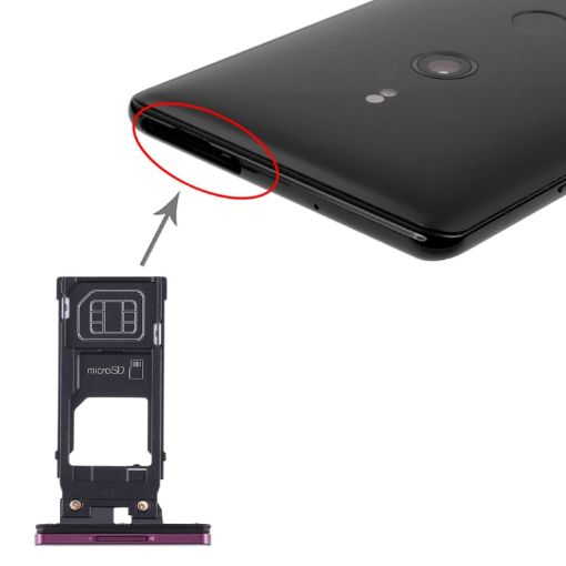 Sony Xperia XZ3 SIM Card Tray + Micro SD Card Tray - Purple - 1