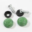 Green Diamond-Encrusted Car License Plate Screw Caps - Anti-Theft Screws - 2
