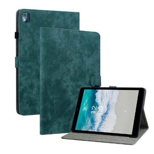 Nokia T10 Tablet Case - Dark Green Tiger Pattern PU - 1