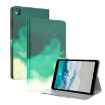 Nokia T10 Watercolor Pattern Flip Leather Tablet Case - Cyan Green - 1