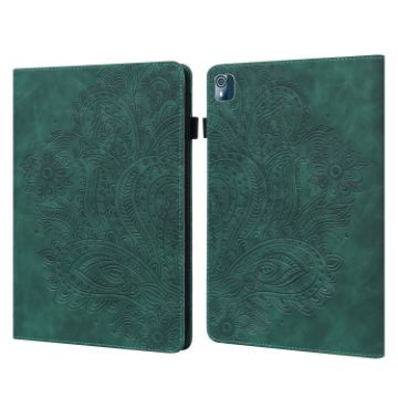 Nokia T10 Green Leather Tablet Case - Peacock Embossed Pattern - 1