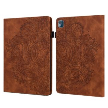 Nokia T10 Peacock Embossed Leather Tablet Case - Brown - 1