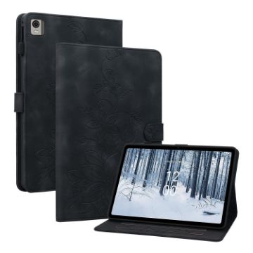 Nokia T10 Lily Embossed Leather Tablet Case - Black - 1