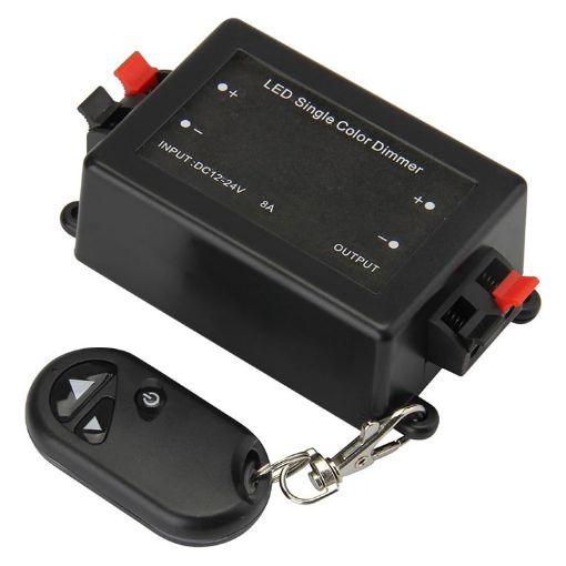 RF Wireless Controller/LED Single Color Dimmer, DC 12V Black - 1