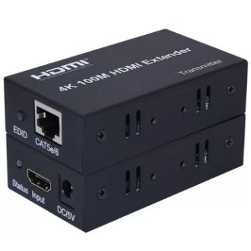 HDMI to RJ45 Ethernet Cable Extender 100m 4K HD Signal Amplifier - UK Plug - 1