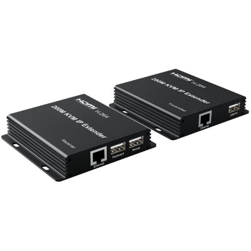 200m HDMI KVM IP Network Cable Extender H.264 Mouse Keyboard Extender UK Plug - 1