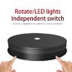 20cm Electric Rotating Turntable Display Stand LED Light - Black - 3