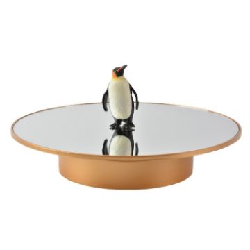 25cm USB Power Rotating Display Stand Turntable - Golden Mirror - 1