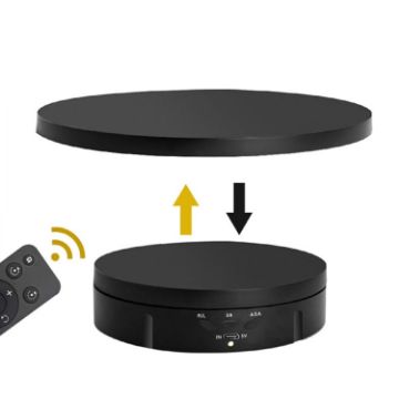 2 In 1 Charging Turntable Jewelry Display Stand, Black Remote Control - 1