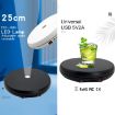 25cm LED Light Electric Rotating Display Stand Turntable White - 2