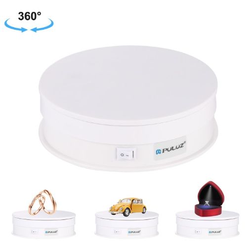 PULUZ 15cm USB Electric Rotating Turntable Display Stand White - 1