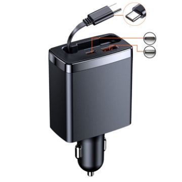 Car Retractable Charger One To Three Automobile Cigarette Lighter - 1