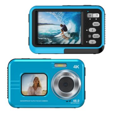 WDC901 Waterproof 48MP HD Dual Screen Camera (Blue) - 1