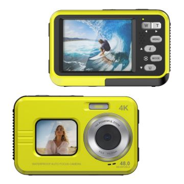 Waterproof 48MP HD Dual Screen Outdoor Sports Camera - Yellow - 1