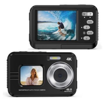 Waterproof 48MP HD Dual Screen Outdoor Sports Camera - Black - 1