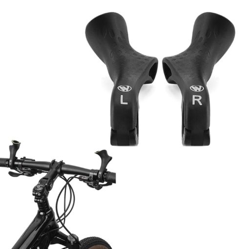 WEST BIKING Bike Cow Horns Fluorescent Deputy Handle (Black) - 1