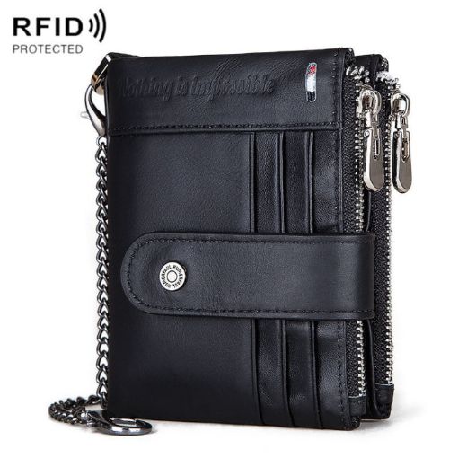 HUMERPAUL BP896 RFID Anti-Theft Leather Wallet - Black - 1