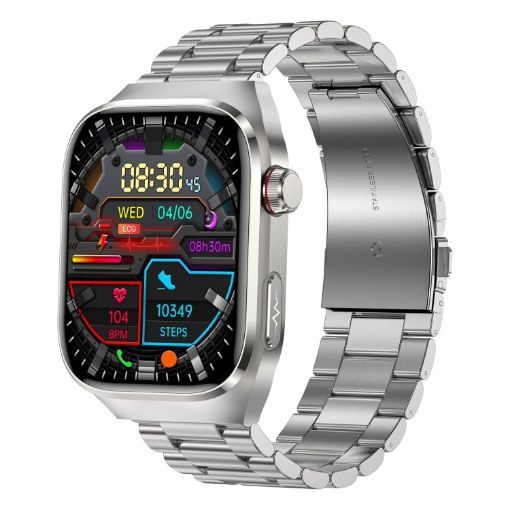 TK16 Smart Watch 2.04" LCD Steel Strap Health Monitoring (Silver) - 1