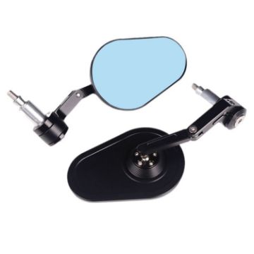 Black Motorcycle Aluminum Alloy Foldable Rearview Mirror - 1