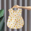 Children Summer Sleeveless Bibs Flowery Eating Reversible Clothes, Yellow Sunflower Size 110 - 1