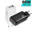 TE-65W GaN PD65W Dual USB-C+USB-A Laptop/Tablet Adapter EU Plug Black - 3