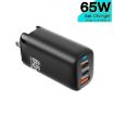 TE-65W GaN PD65W Dual USB-C/Type-C+USB-A Adapter - Black - 2