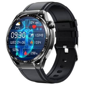F200 Smart Health Watch ECG Blood Sugar Monitoring 1.55" Screen Black Leather - 1