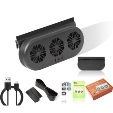 USB Car Window Exhaust Fan - Black - 1
