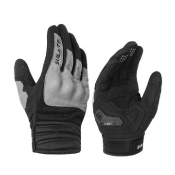 SULAITE Motorcycle Riding Gloves, Size L - Gray - 1