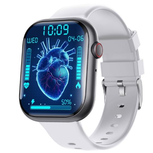 Smart Watch F70 2.1" Blood Sugar/Oxygen Monitor, SOS Alarm - Black Gray - 1