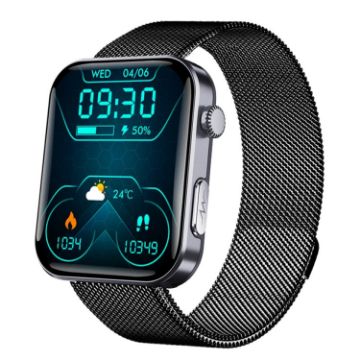 Black Milan Smart Watch with Bluetooth Calls/ECG/Blood Analysis - 1