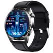 Black Leather Smart Watch with ECG/Blood Oxygen/Blood Sugar Support - 1