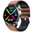 F400 Smart Watch ECG Blood Oxygen Blood Sugar 150+ Sports Mode Black Brown Leather - 1