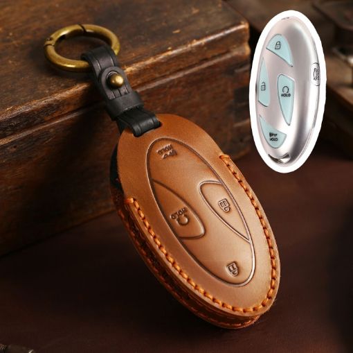 Handmade Hyundai Hallmo Car Key Bag - Brown (5 Keys) - 1