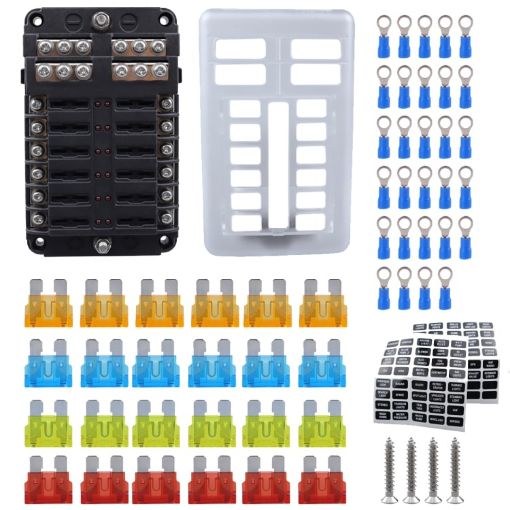 12 Way Fuse Block with 24 Fuses and Terminals - 1