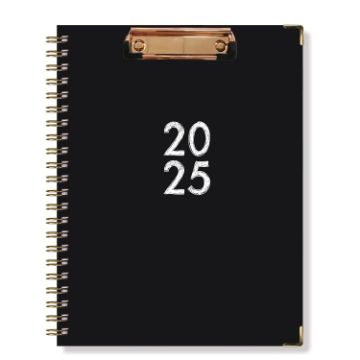 2025 Board Clip A4 English Notebook Coil Diary Planner - Black - 1