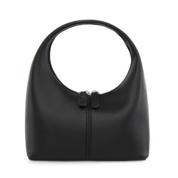 Black Leather Women's Handbag - Simple Design, Pure Color - 1