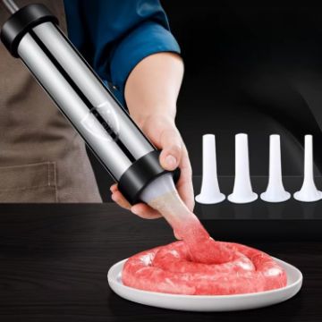 Stainless Steel Sausage Stuffer Tool Hand Operated Meat Sausage Maker - 1