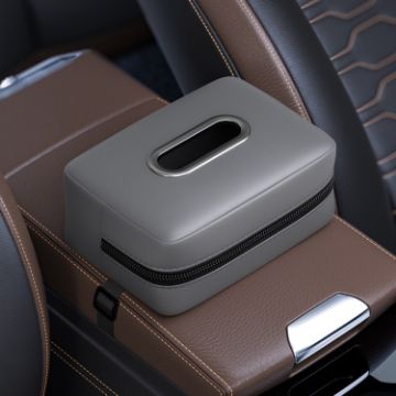 Gray Car Seat Armrest Tissue Box Sun Visor Seat Back Hanging Paper Bag - 1