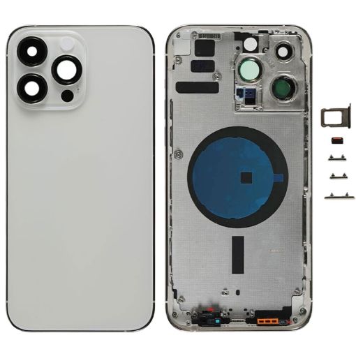 iPhone 14 Pro Max Battery Back Cover with Side Keys & Card Tray - China Version (Silver) - 1