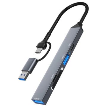 ADS-806D Type-C+USB to USB 3.0 Hub SD/TF Card Reader Multi-Function Dock - 1