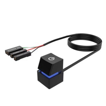 Desktop Computer Extension Cable Start Button, Black Case Blue Light - 1