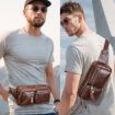 BULL CAPTAIN 082 Large-Capacity Cowhide Crossbody Bag (Brown) - 9