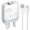 LDNIO Q229 Fast Charger with Type-C Cable - UK Plug (White) - 1