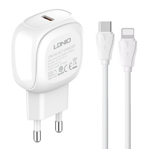 LDNIO A1206C PD27W USB-C Fast Charger with 1m Cable EU Plug - 1